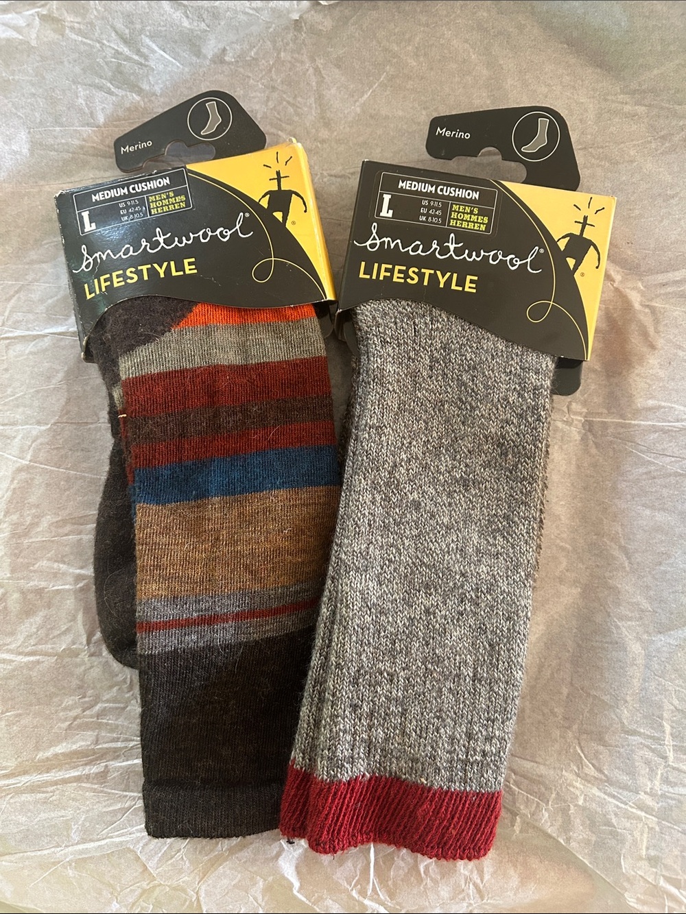 Smartwool Men’s Merino Cushion Socks - Multicolor & Gray - 2 pack